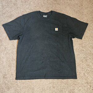 Carhartt Shirt Mens XL Black Pocket Relaxed Fit Loose Original Crewneck Read